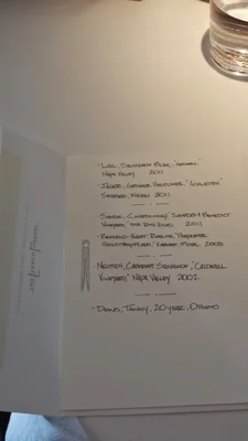 wine list on white paper with glass
