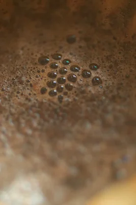 coffee foam with bubbles close up