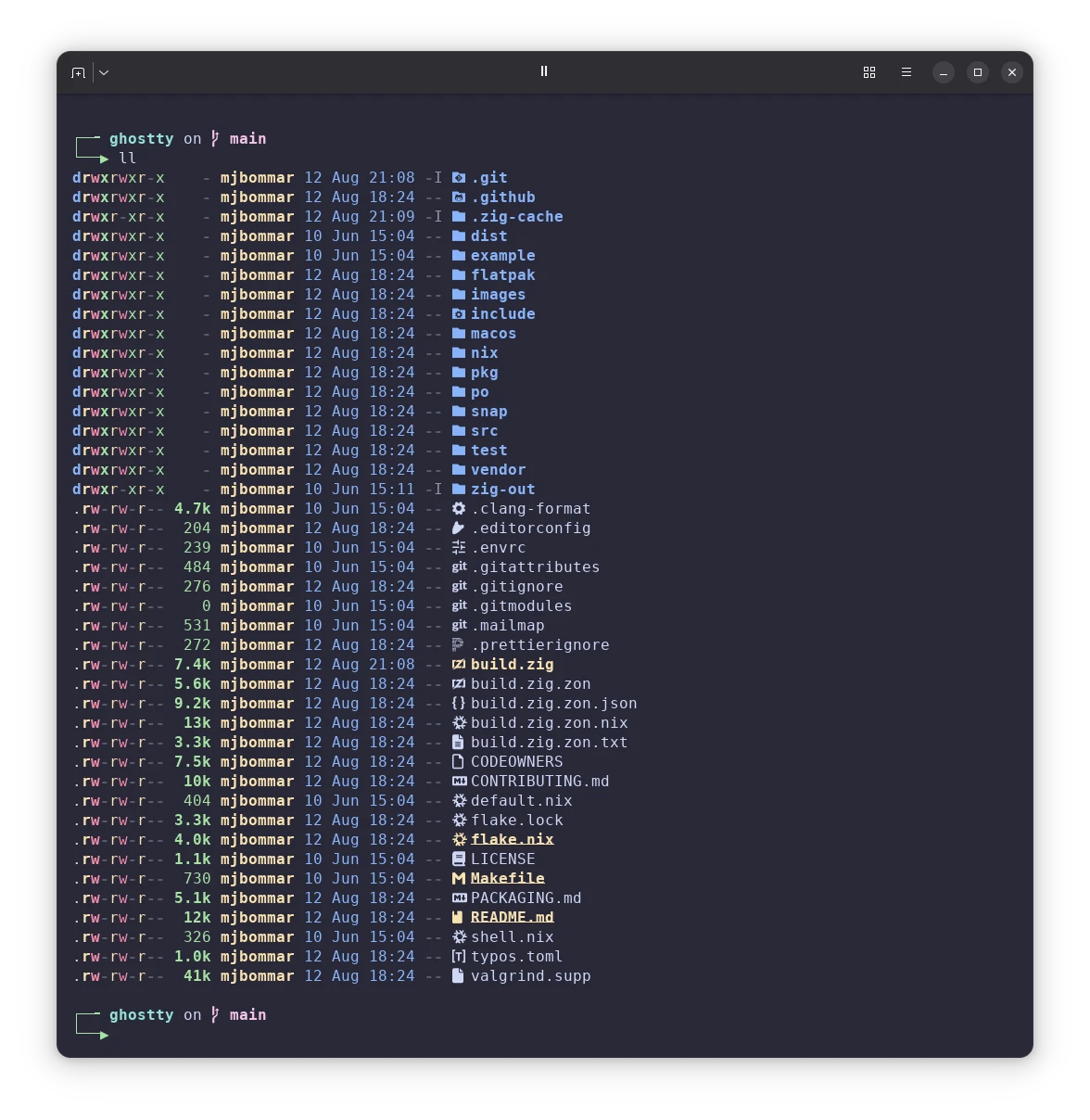 Ghostty terminal emulator running on Ubuntu